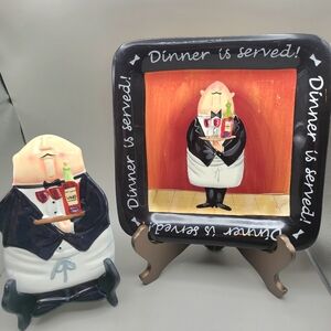 Certified International Waiter Ceramic Spoon Rest & Waiter Plate Dinner Is Serve